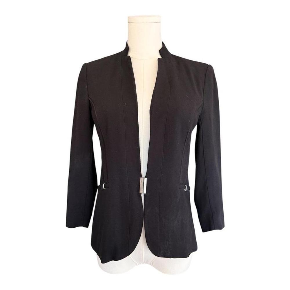 Vintage cache Black blazer with silver chain detail and ruched sleeves